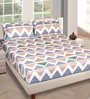 Multicolor Geometric 186 TC Glace Cotton King Sized Double Bedsheet with 2 Pillow Covers