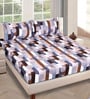 Grey Geometric 186 TC Glace Cotton King Sized Double Bedsheet with 2 Pillow Covers