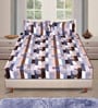 Grey Geometric 186 TC Glace Cotton King Sized Double Bedsheet with 2 Pillow Covers