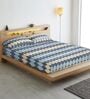 Multicolor Geometric 210 TC Cotton Blend Fitted Bedsheet & 2 Pillow Covers