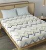 Multicolor Geometric 210 TC Microfiber Double King Size Bedsheet With 2 Pillow Covers