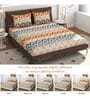 Multicolor Geometric 220 TC Cotton Blend Fitted Double Bedsheet With 2 Pillow Covers