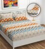 Multicolor Geometric 220 TC Cotton Blend Fitted Double Bedsheet With 2 Pillow Covers