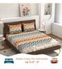 Multicolor Geometric 220 TC Cotton Blend Fitted Double Bedsheet With 2 Pillow Covers