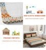 Multicolor Geometric 220 TC Cotton Blend Fitted Double Bedsheet With 2 Pillow Covers