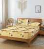 Yellow Geometric 250 TC Cotton King Fitted Bedsheet with 2 Pillow Covers