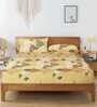 Yellow Geometric 250 TC Cotton King Fitted Bedsheet with 2 Pillow Covers