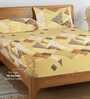 Yellow Geometric 250 TC Cotton King Fitted Bedsheet with 2 Pillow Covers