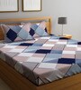 Multicolor Geometric 280 TC Glace Cotton Queen Sized Bedsheet with 2 Pillow Covers