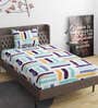 Multicolor Geometric 280 TC Microfibre Fitted Single Bedsheet 1 Pillow Cover