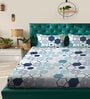 Multicolor Geometric 300 TC Cotton Blend  Double Bedsheet with 2 Pillow covers