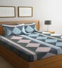 Multicolor Geometric 300 TC Cotton Blend Double Bedsheet with 2 Pillow covers
