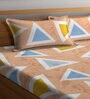 Multicolor Geometric 300 TC Cotton Blend Double Bedsheet with 2 Pillow covers