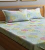 Multicolor Geometric 300 TC Cotton Blend Double Bedsheet with 2 Pillow covers