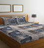 Multicolor Geometric 300 TC Cotton Blend Double Bedsheet with 2 Pillow covers