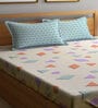 Multicolor Geometric 300 TC Cotton Blend Double Bedsheet with 2 Pillow covers