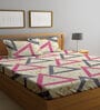 Multicolor Geometric 300 TC Cotton Blend Double Bedsheet with 2 Pillow covers