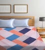 Multicolor Geometric 300 TC Cotton Blend  Double Bedsheet with 2 Pillow covers
