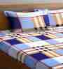 Multicolor Checkered 300 TC Cotton Blend King Sized Bed Sheets with 2 Pillow Covers