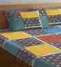 Multicolor Abstract 300 TC Cotton Blend King Sized Bed Sheets with 2 Pillow Covers