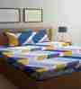 Multicolor Abstract 300 TC Cotton Blend King Sized Bed Sheets with 2 Pillow Covers