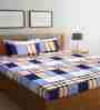 Multicolor Checkered 300 TC Cotton Blend King Sized Bed Sheets with 2 Pillow Covers