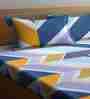 Multicolor Abstract 300 TC Cotton Blend King Sized Bed Sheets with 2 Pillow Covers
