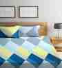 Multicolor Checkered 300 TC Cotton Blend King Sized Bed Sheets with 2 Pillow Covers