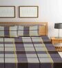 Multicolor Geometric 300 TC Cotton Blend King Sized Fitted Bed Sheets with 2 Pillow Covers