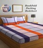 Multicolor Geometric 300 TC Cotton Blend Double King Sized Bedsheet With 2 Pillow Covers