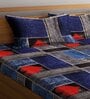 Multicolor Geometric 300 TC Cotton Blend Double King Sized Bedsheet With 2 Pillow Covers