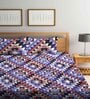 Multicolor Geometric 300 TC Cotton Blend Double King Sized Bedsheet With 2 Pillow Covers