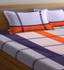 Multicolor Geometric 300 TC Cotton Blend Double King Sized Bedsheet With 2 Pillow Covers