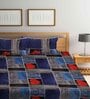 Multicolor Geometric 300 TC Cotton Blend Double King Sized Bedsheet With 2 Pillow Covers