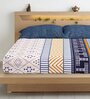 Multicolor Geometric 300 TC Cotton Blend King Sized Bedsheet With 2 Pillow Covers
