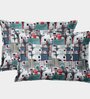 Multicolor Geometric 300 TC Cotton Blend King Sized Bedsheet With 2 Pillow Covers