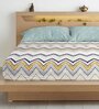 Multicolor Geometric 300 TC Cotton Blend King Sized Bedsheet With 2 Pillow Covers