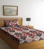 Multicolor Geometric 300 TC Cotton Blend Single Bedsheet with 1 Pillow Cover