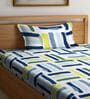 Multicolor Geometric 300 TC Cotton Blend Single Bedsheet with 1 Pillow Cover