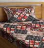 Multicolor Geometric 300 TC Cotton Blend Single Bedsheet with 1 Pillow Cover