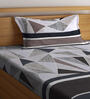 Multicolor Geometric 300 TC Cotton Fitted Single Bedsheet with 1 Pillow Cover