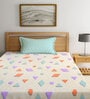 Multicolor Geometric 300 TC Cotton Fitted Single Bedsheet with 1 Pillow Cover
