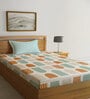 Multicolor Geometric 300 TC Cotton Fitted Single Bedsheet with 1 Pillow Cover