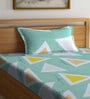 Multicolor Geometric 300 TC Cotton Single Bedsheet with 1 Pillow Cover