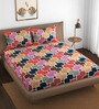 Multicolor Geometric 400 TC Cotton 1 Double Bed Sheet with 2 Pillow Covers