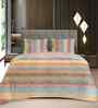 Multicolor Geometric 400 TC Cotton Queen Flat Bedsheet with 2 Pillow Covers Essential Collection