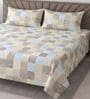 Cream Geometric 400 TC Cotton Super King Bedsheet with 2 Pillow Covers Luxury Series Collection