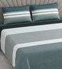 Grey Geometric 400 TC Cotton Superking Size Bedsheet With 2 Pillow Covers Threads Stripes Collection