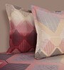 Multicolor Geometric 144 TC Cotton Blend Queen Sized Bed Sheets with 2 Pillow Covers