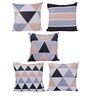 Multicolour Velvet Geometric 16x16 inches Cushion Cover (5Pc)